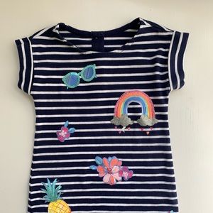 Navy and white striped dress.